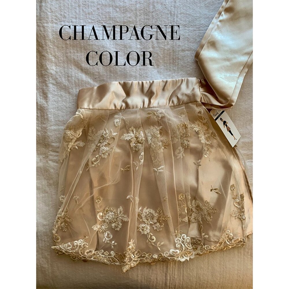 Heavenly Hostess waist apron, Champagne Embroidered Chiffon, New in Box